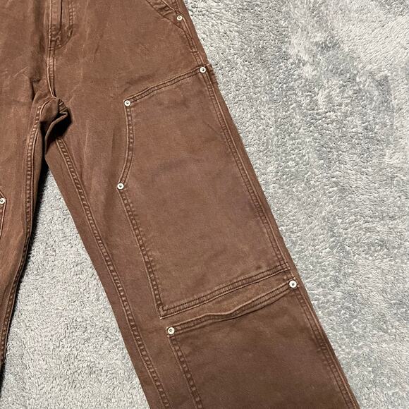 PacSun Canvas Pants Mens 29 x30 Straight Leg Double Knee Work Baggy Brown - Picture 2 of 11